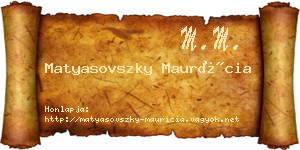 Matyasovszky Maurícia névjegykártya